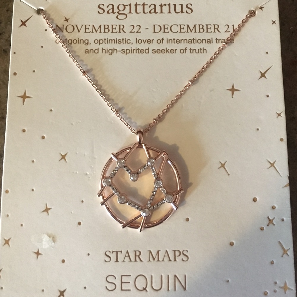 Sequin Rose Gold Sagittarius Star Map Necklace