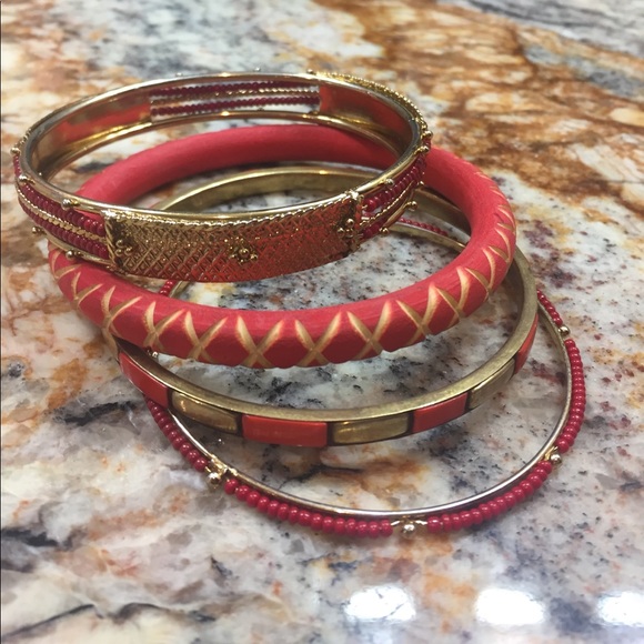 Set of red and gold bangle bracelets, brand new! - Picture 1 of 4