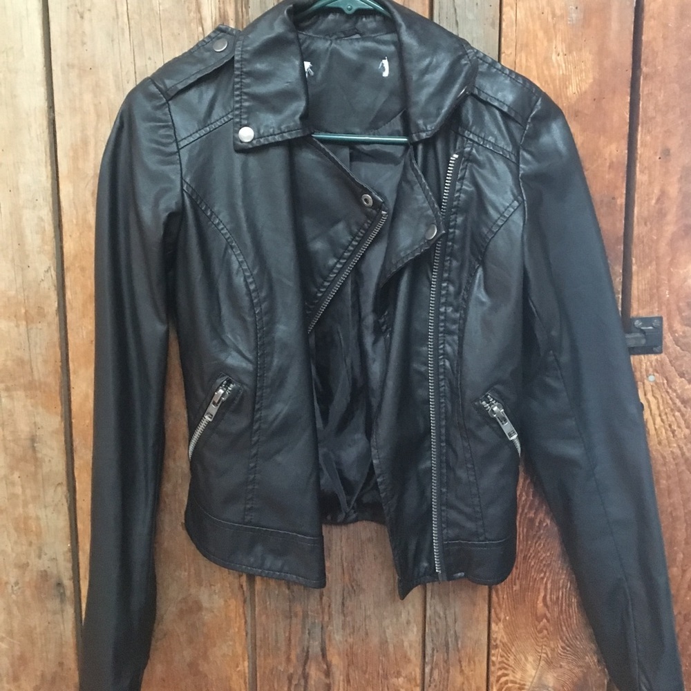 Faux leather moto jacket