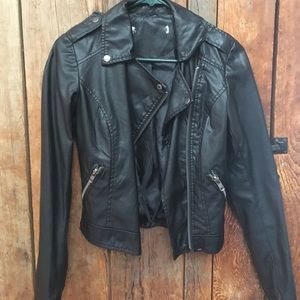 Faux leather moto jacket
