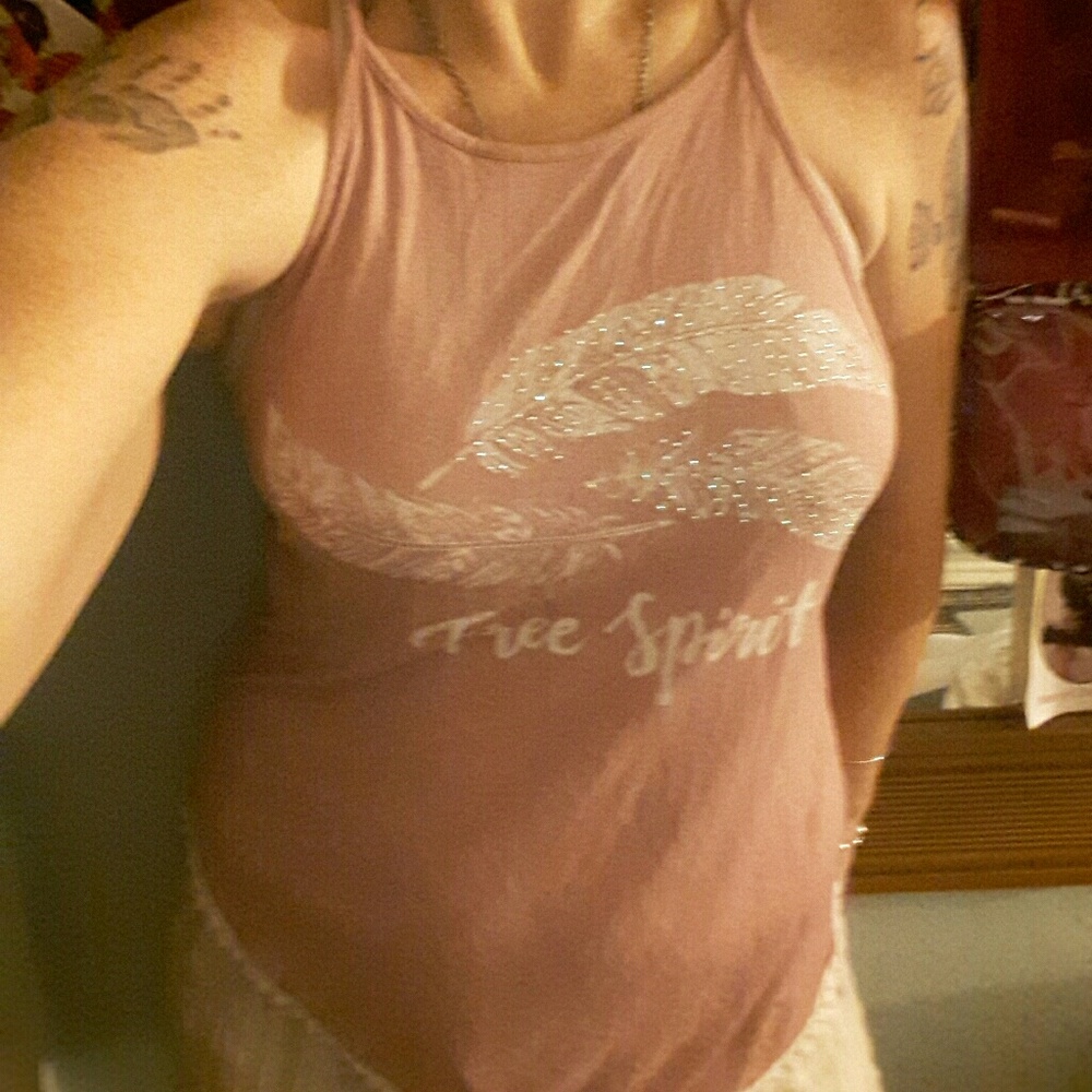 Pink tank outlined with white. - Picture 2 of 6