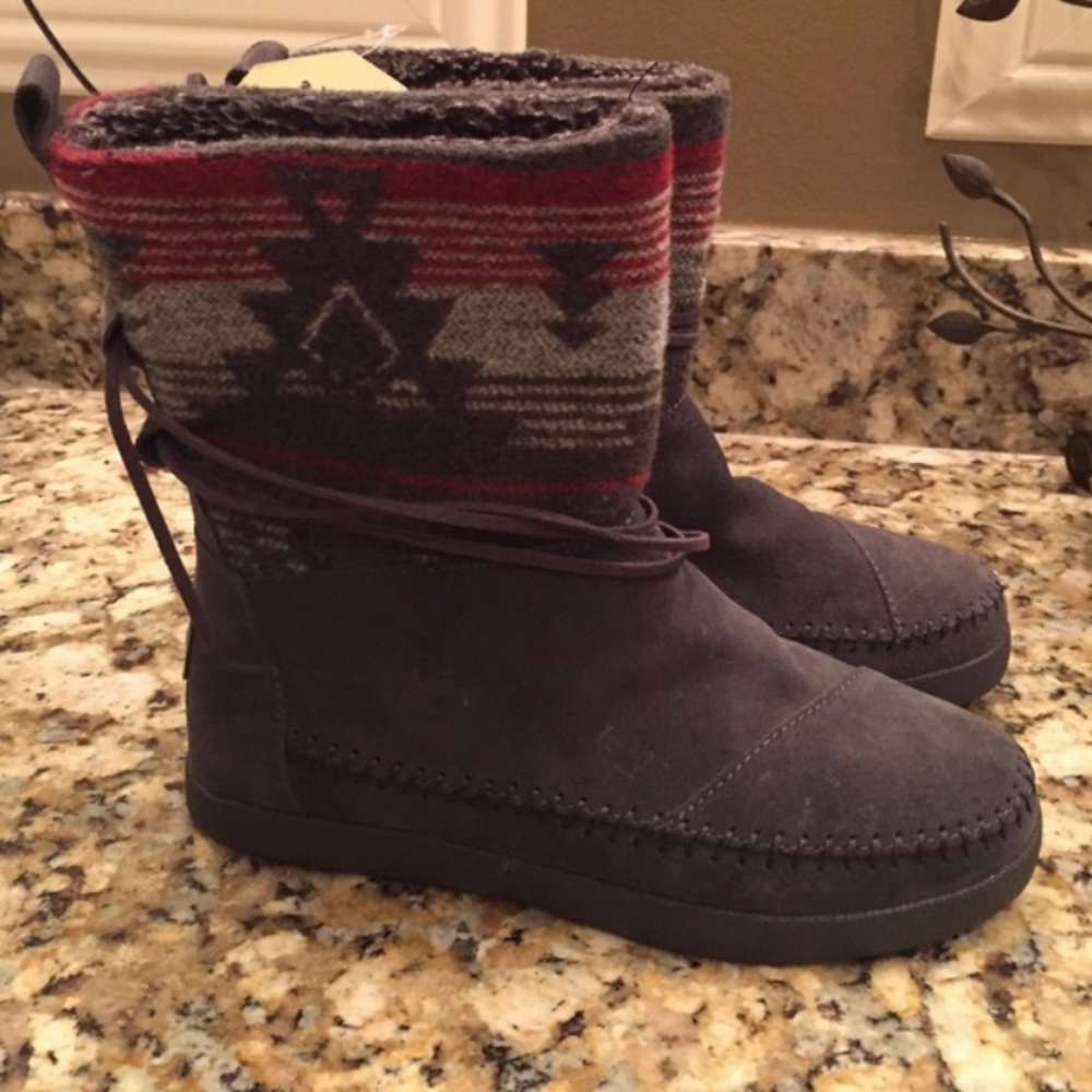 Toms Nepal Grey Suede Jacquard Boots