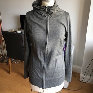 Gray zip up scrunchy neck sweater