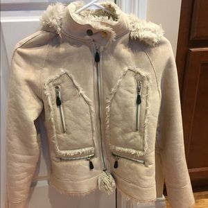 Beautiful cream faux fur lined coat