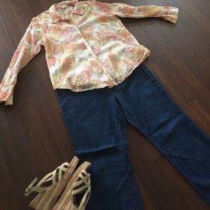 Gauzy Yellow & Peach Blouse - 2XL