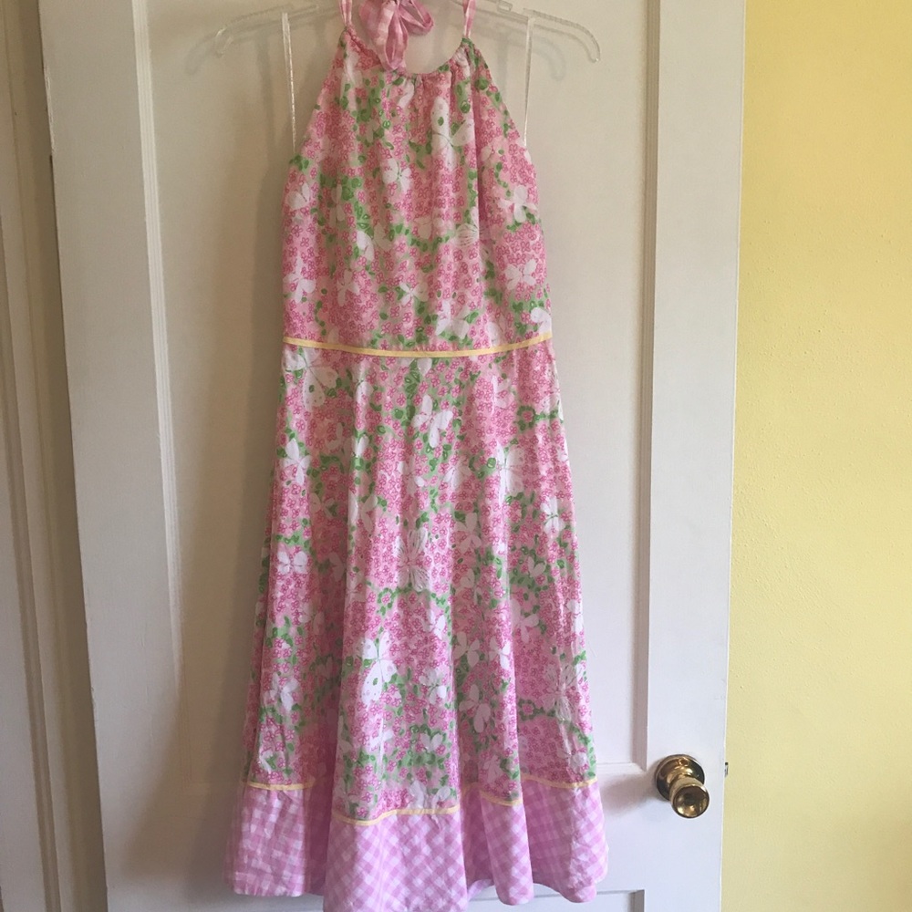 Lilly Pulitzer Size 8 Pink & Green Halter Dress