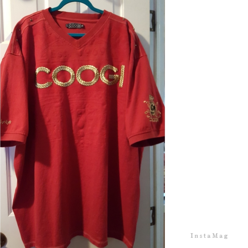 Men's COOGI AUSTRALIA V-neck Embroidered Tee 5XL