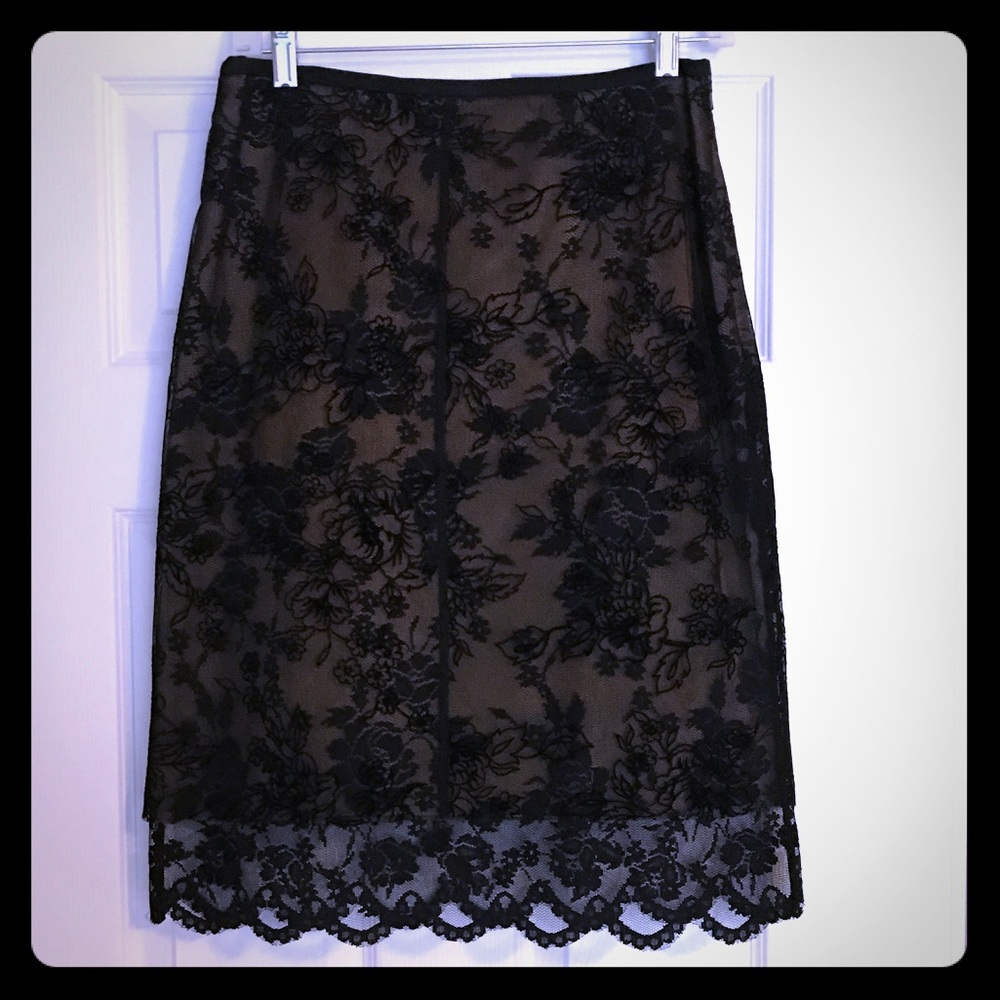 Express double lace midskirt overlay gold/shimmer