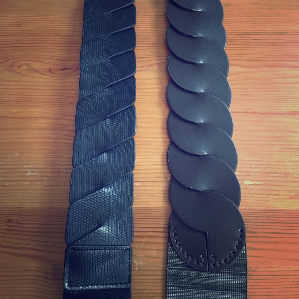 Two Waist Belts - Black and Brown