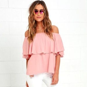 NWT LULUS BORN TO WANDER PINK OFF-THE-SHOULDER TOP
