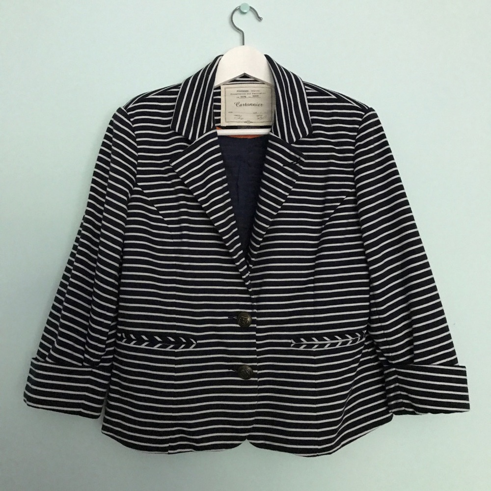 Never Worn Cartonnier Navy & White Stripe Blazer