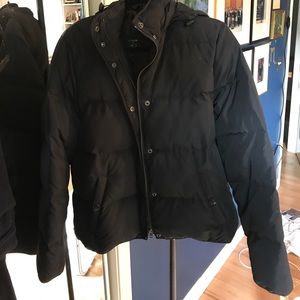 Black Puffer Jacket with Detachable Hood
