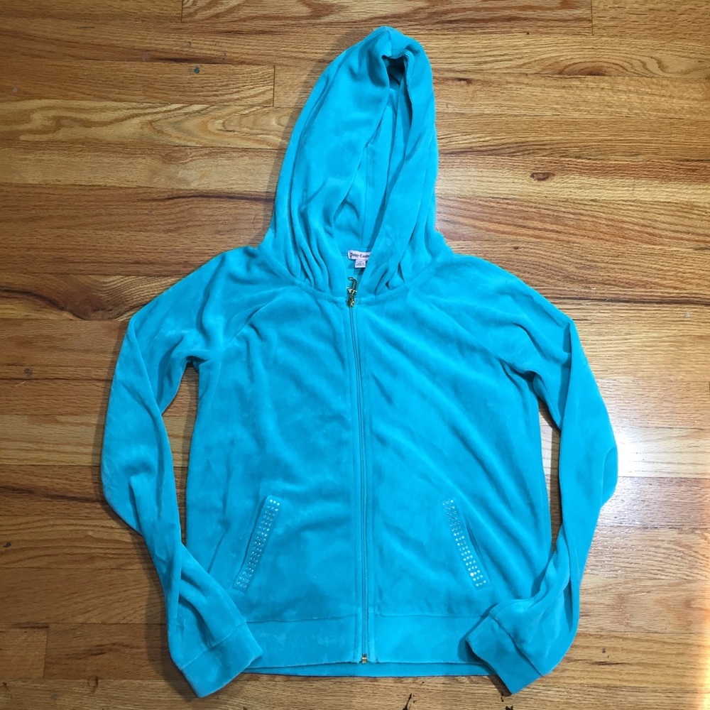 Juicy Couture Velour Hoodie MD Turquoise W/ Bling