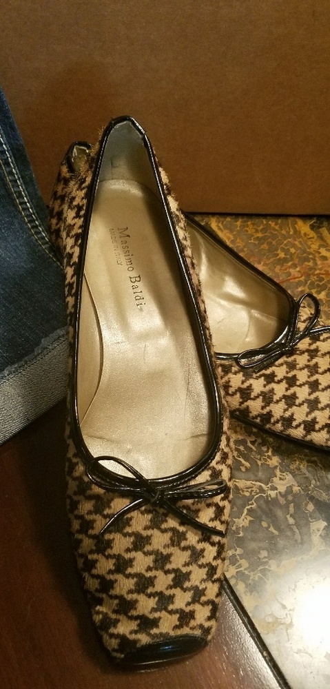 Massimo Baldi Pony Hair Hounds tooth Flats