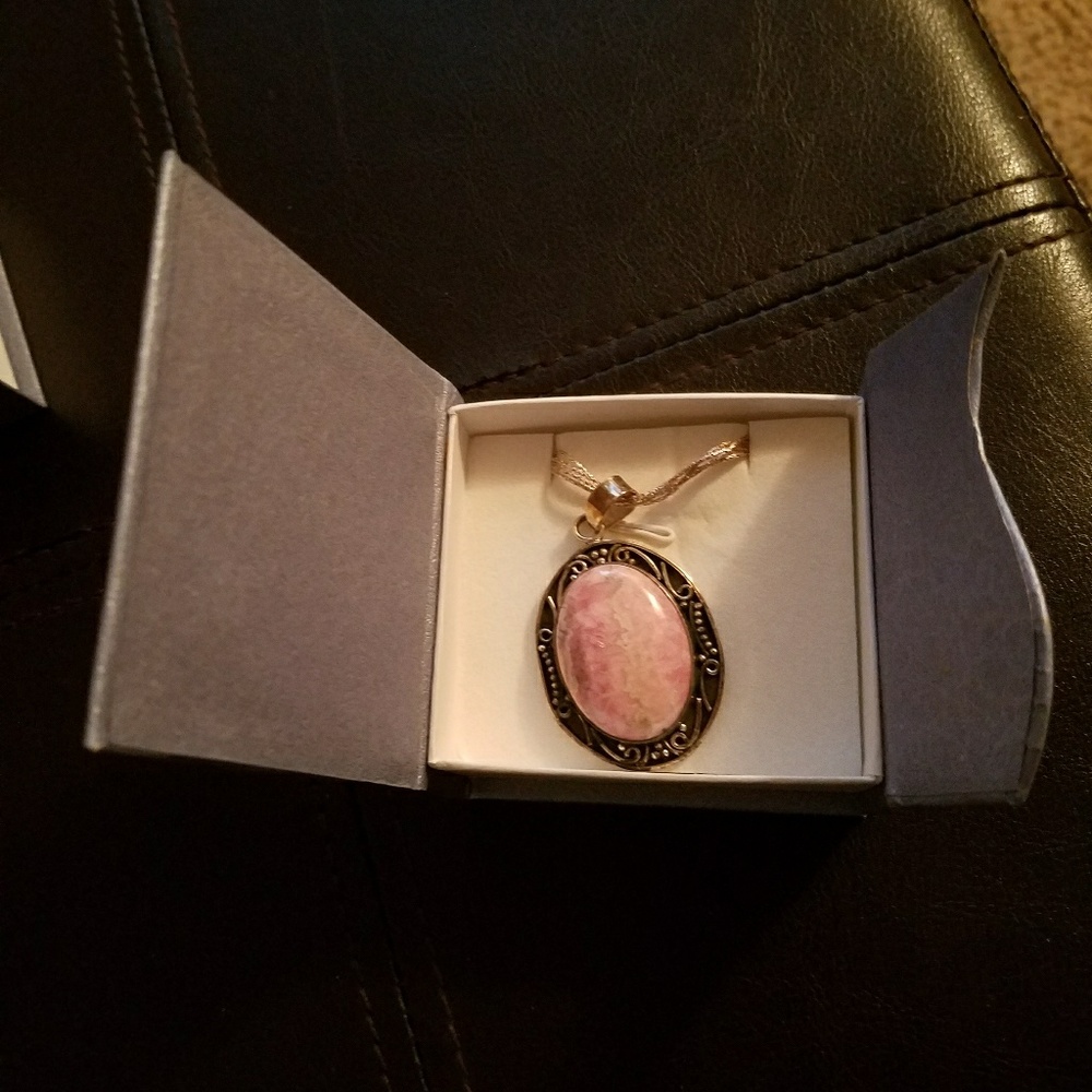 Pink stone charm for necklace