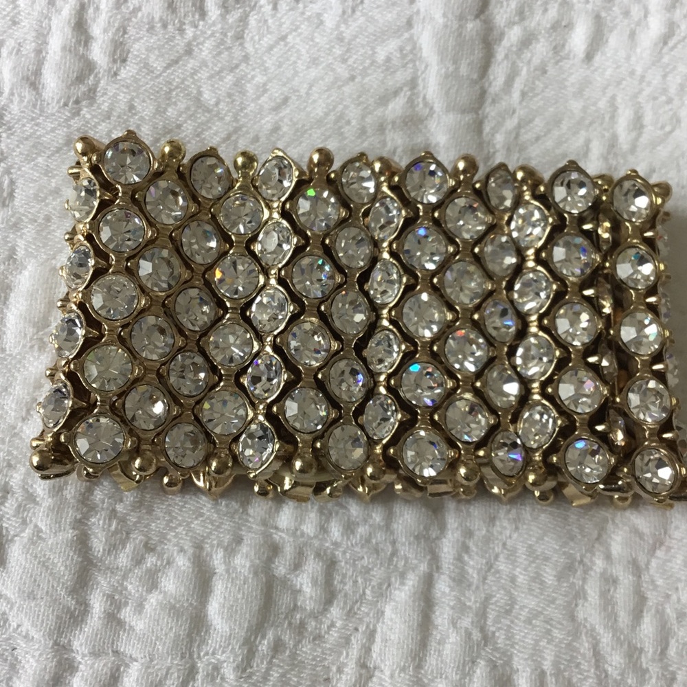 Gold and glass designer costume bracelet