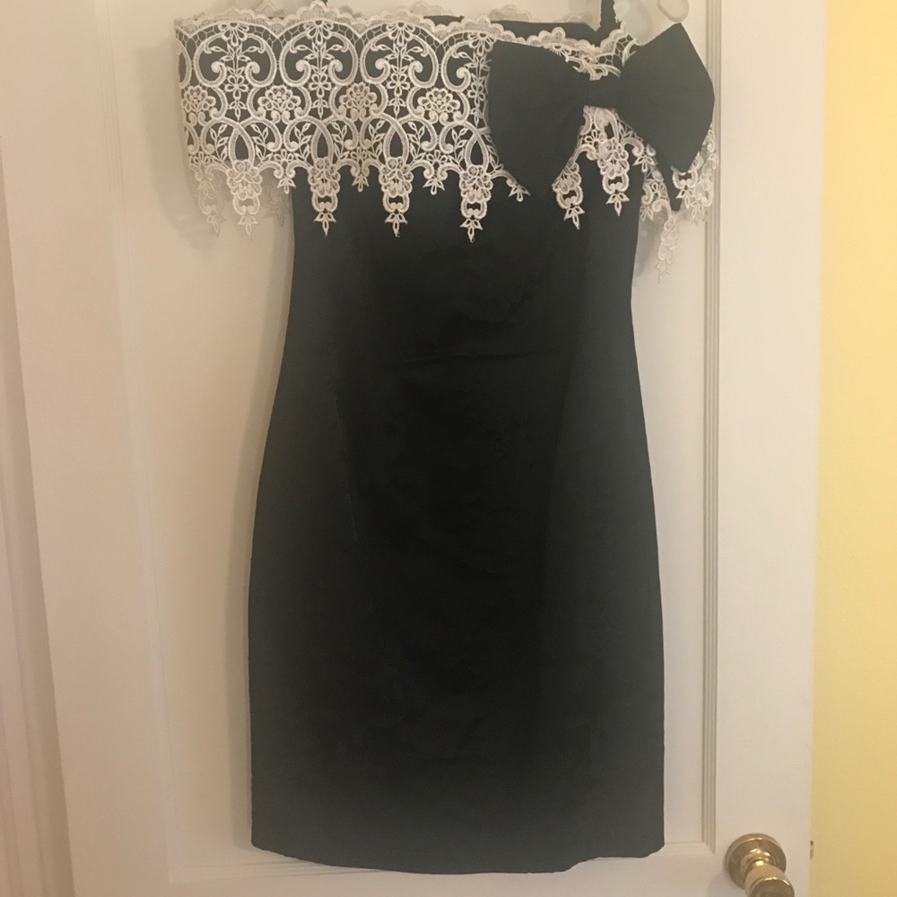 Black Cocktail Dress w/Lace Detail
