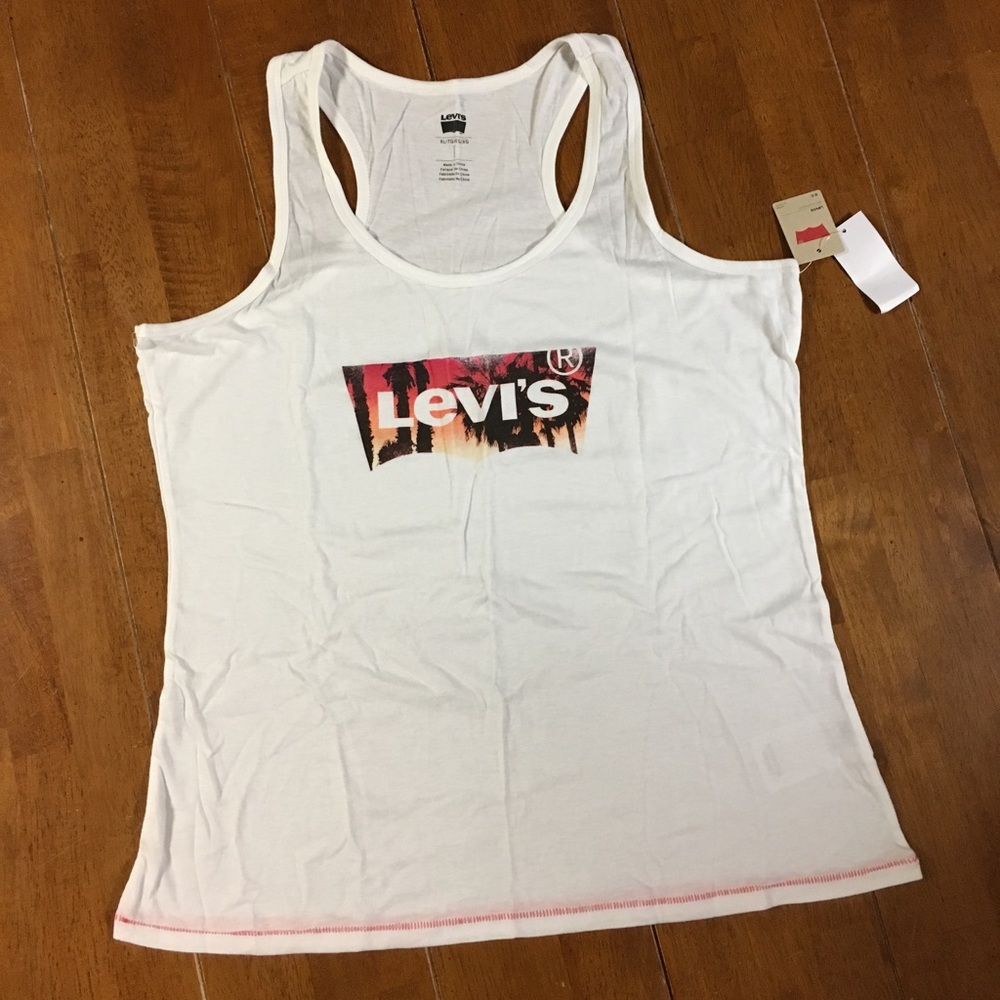 Levi's New w/tag White racer top w/ front design