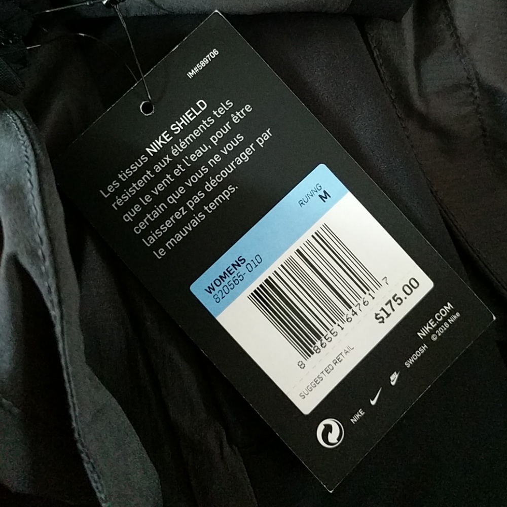 Nike Shield Black Anthracite Running Rain Jacket - Picture 7 of 7