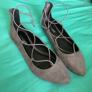 Gray Lace-up Flats