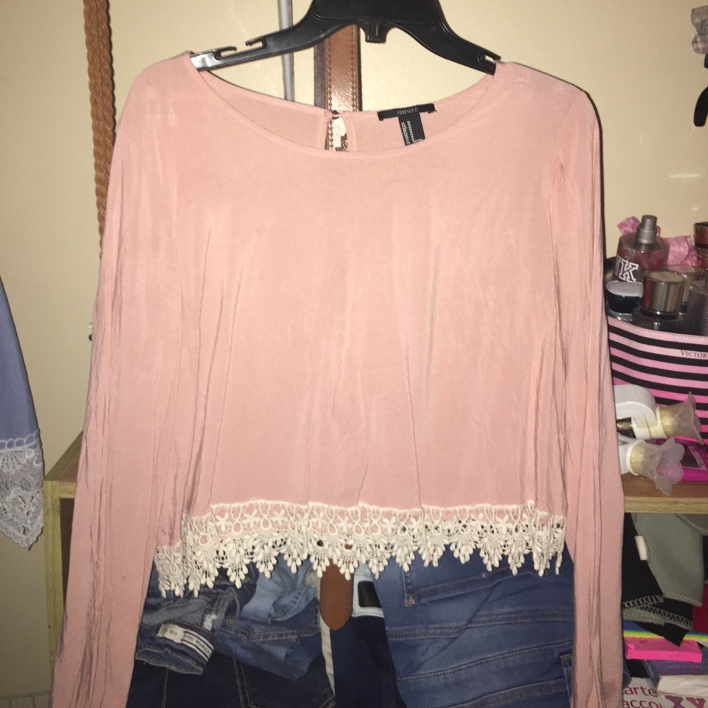 Faded pink (comes like that)long sleeve crop top