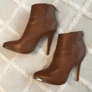 Brown faux leather booties