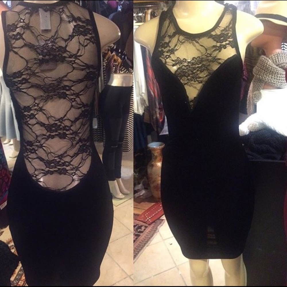 Lace back velvet dress