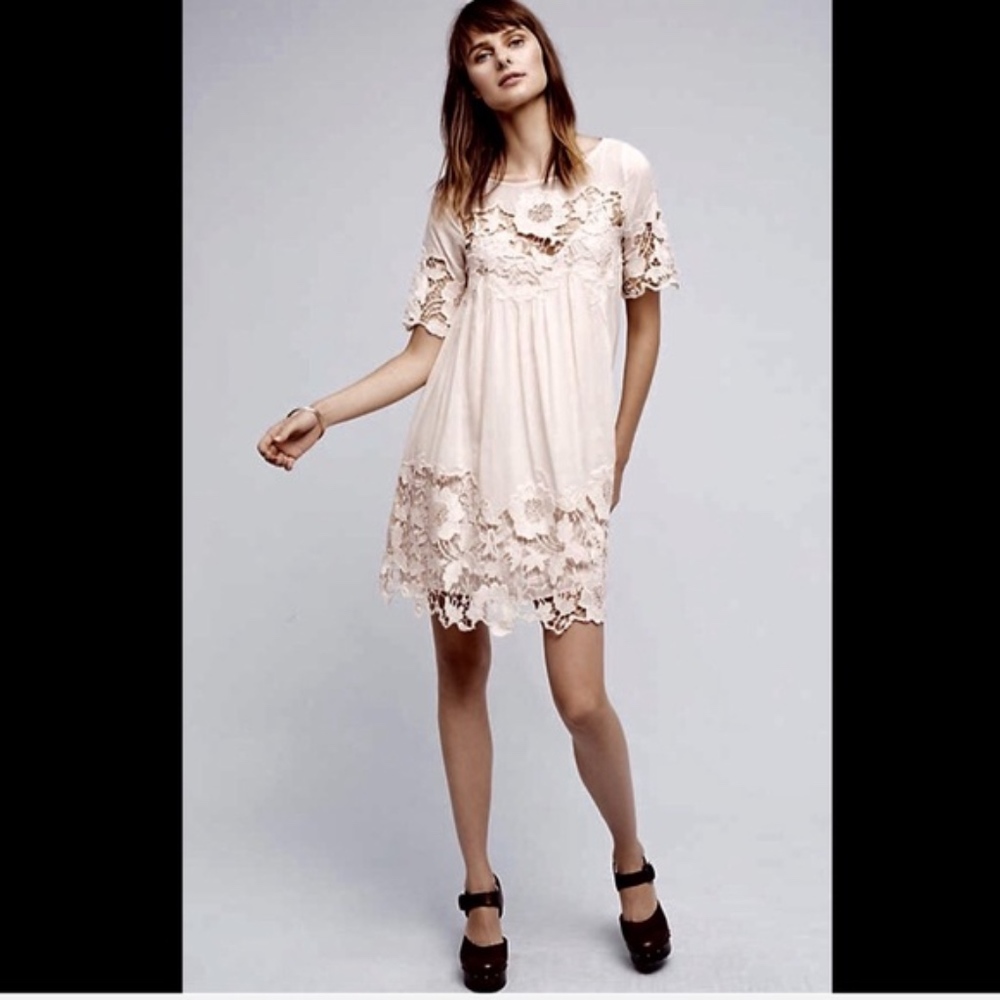 Yellow Floral Lace Swing Dress from Anthropologie!