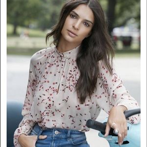 Express Floral Print High Neck Blouse Size S