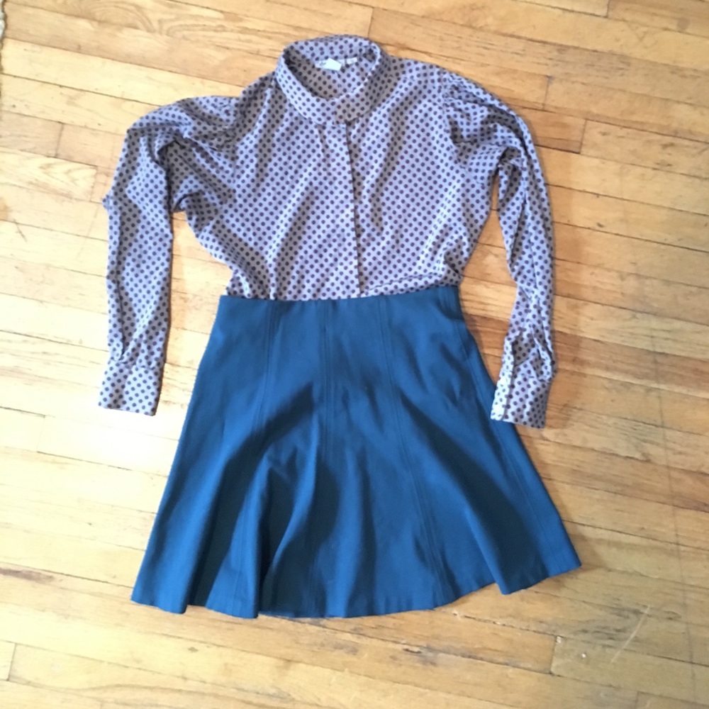 Teal LOFT Seamed Flippy Skirt