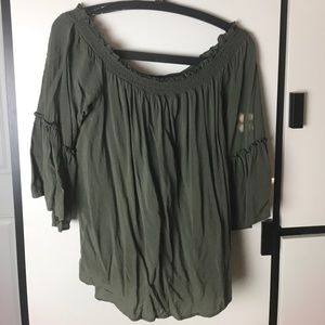 Olive green off the shoulder top