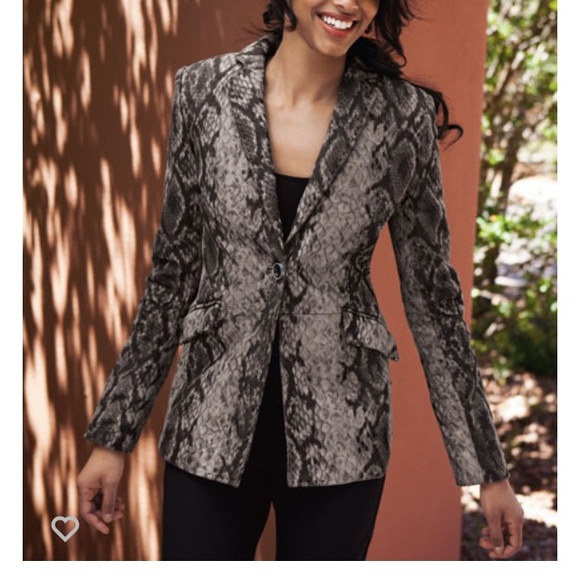 Neiman Marcus Exclusive Snake-Print Suede Blazer - Picture 2 of 7