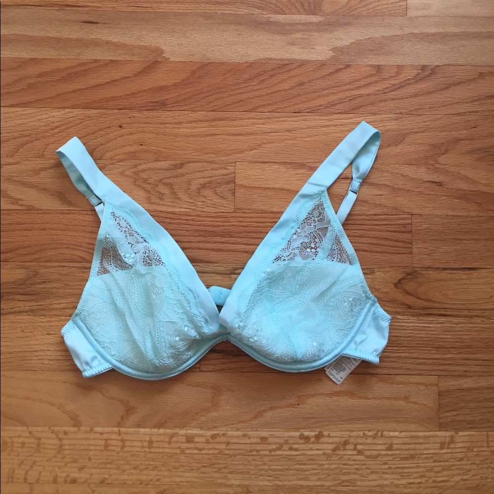 Top Shop Lace and Satin Turquoise Bra - 36C - NWOT