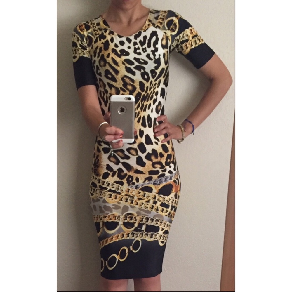 NWOT LEOPARD/CHAIN PRINT DRESS 👗
