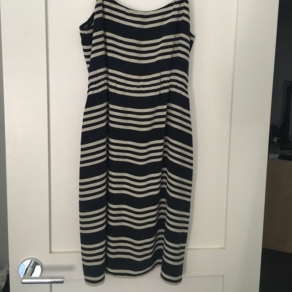 J. Crew Size 8 Stripe Navy and White Dress