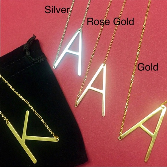 Large 1 1/2" Initial Necklaces Gold, Silver, RGold - Picture 1 of 6