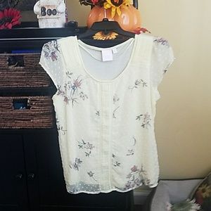 LC Lauren Conrad butter yellow floral top