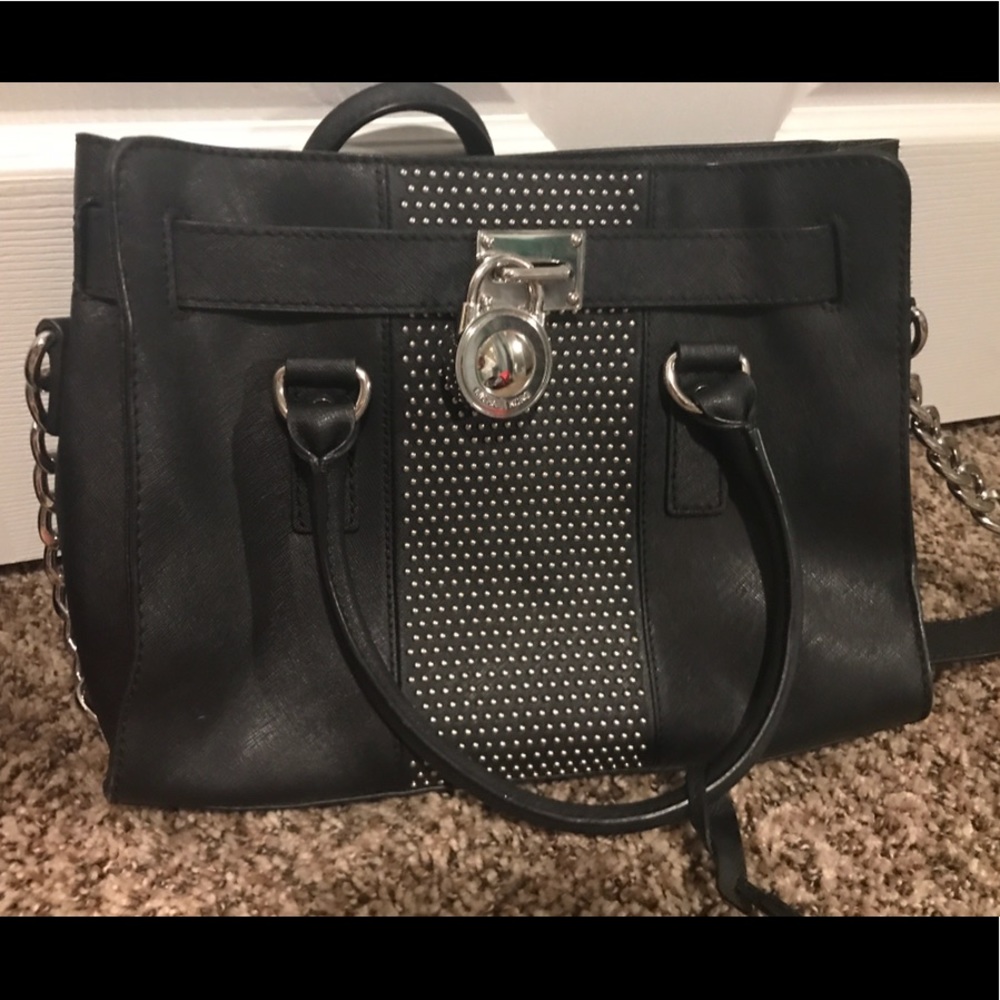 Michael kors black studded handbag