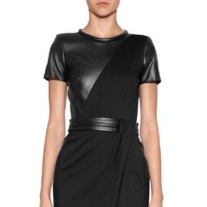 Short black The Kooples dress with leather details
