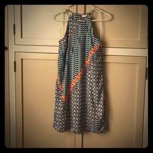 Patterned colorful mini shift dress