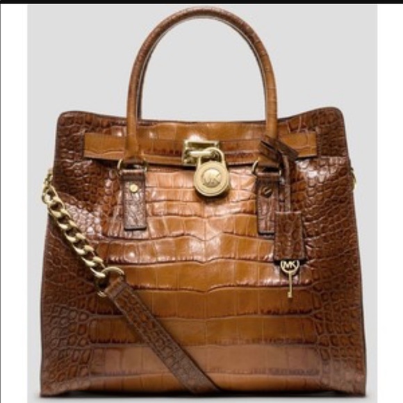 KORS Michael Kors Handbags - Michael KORS large Hamilton brown crocodile