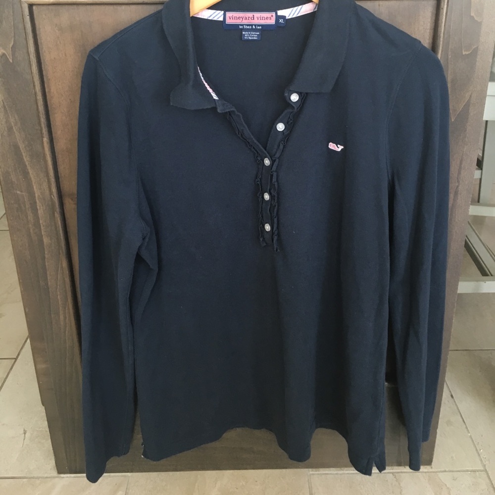 Vineyard Vines Women's Long Sleeve Polo XL in navy