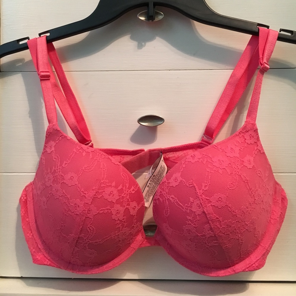 Pink Victoria's Secret push-up lace bra