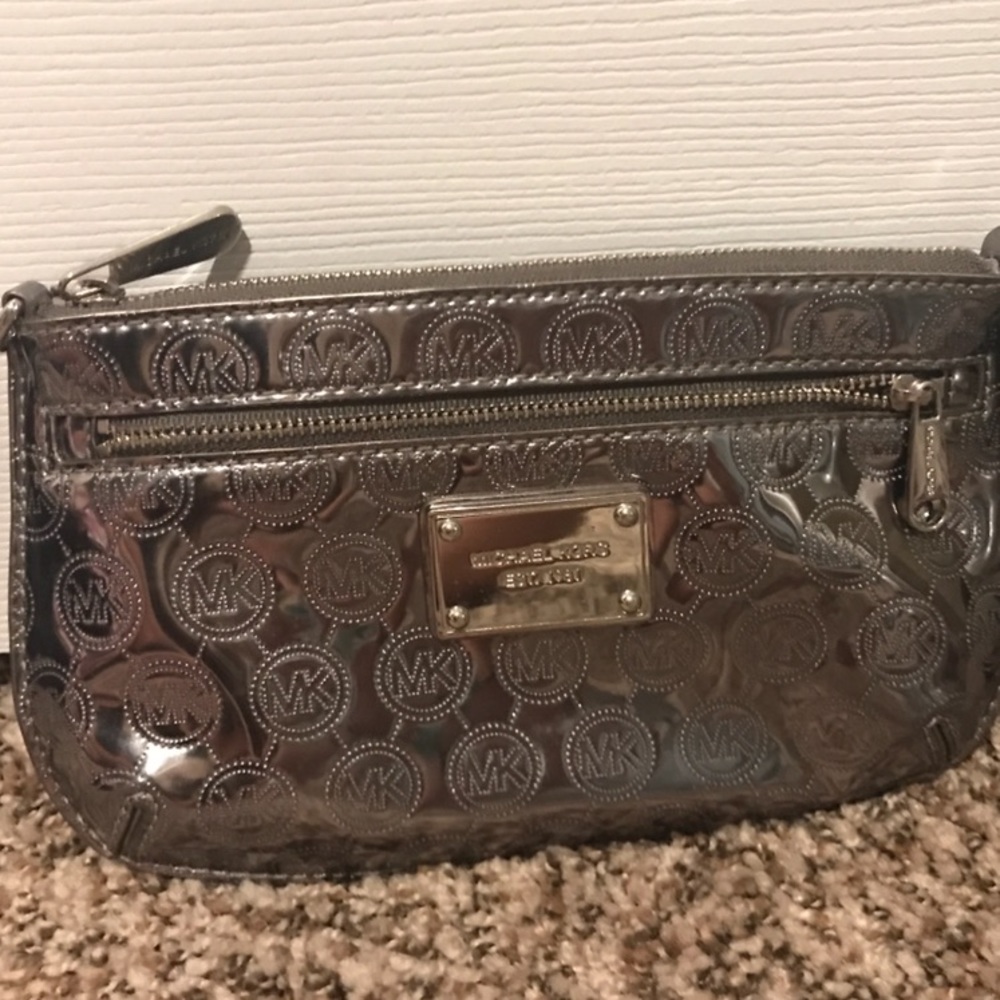 Michael Kors Gray Metallic Wristlet