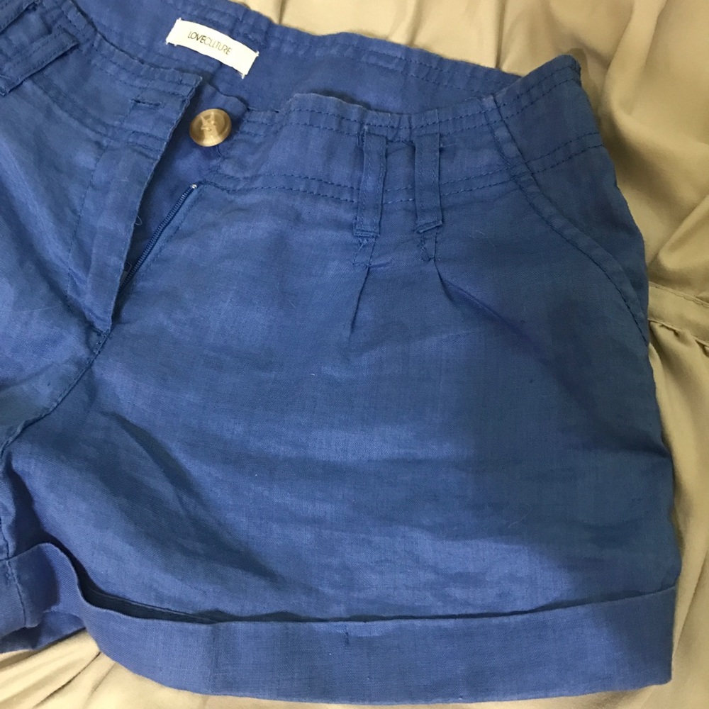 Cute Blue Linen Shorts