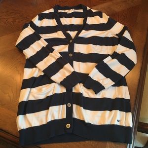 Vineyard Vines Women's Navy and white cardigan