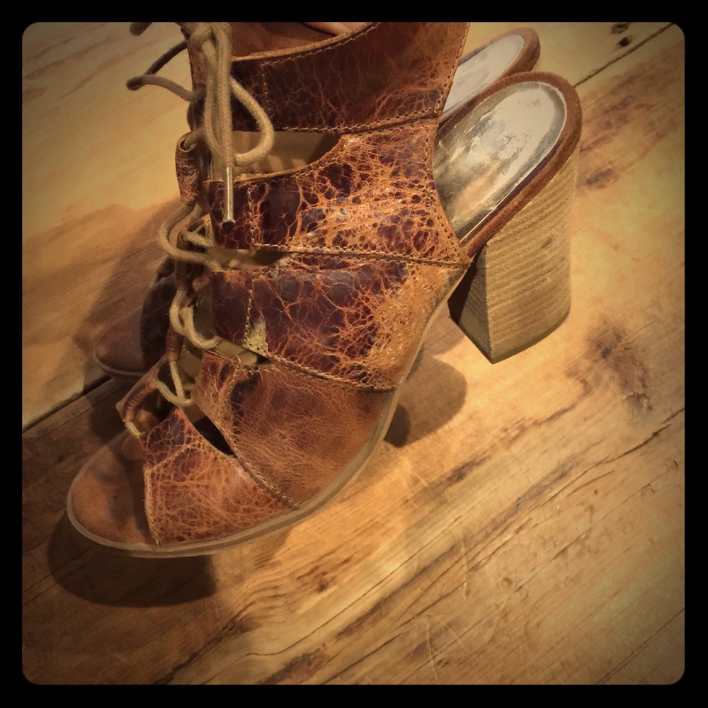 Distressed leather sandals