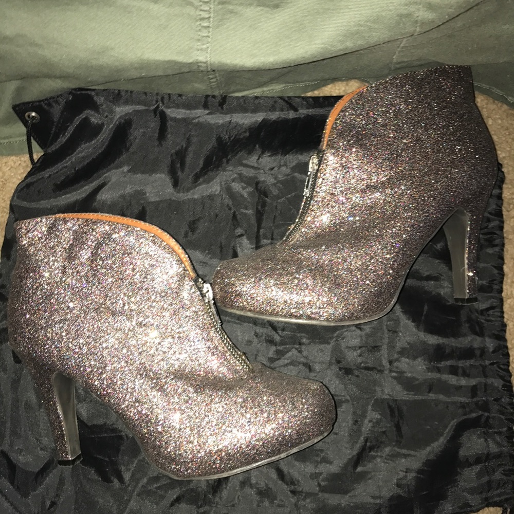 Glitter heel boots
