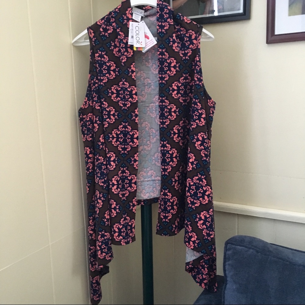 🎀HostPick🎀Boho Vest/Scarf Mocha print NWT