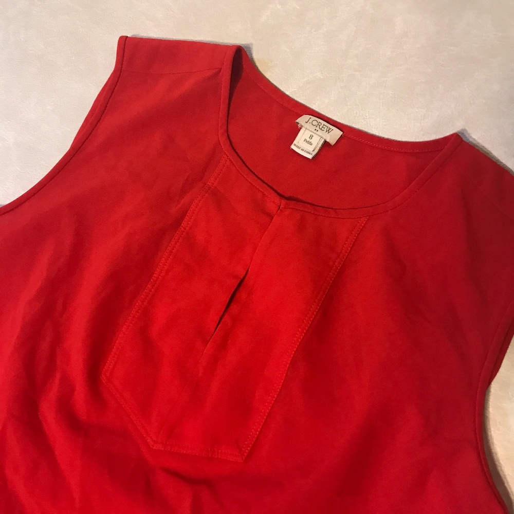 j. crew red shell blouse 8 p